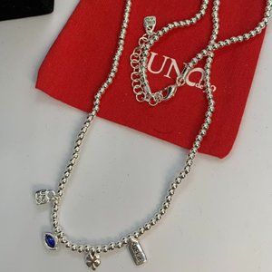 UNO de 50 Necklace I'm Waiting 4 U Silver Tone Multi Charm Blue Necklace